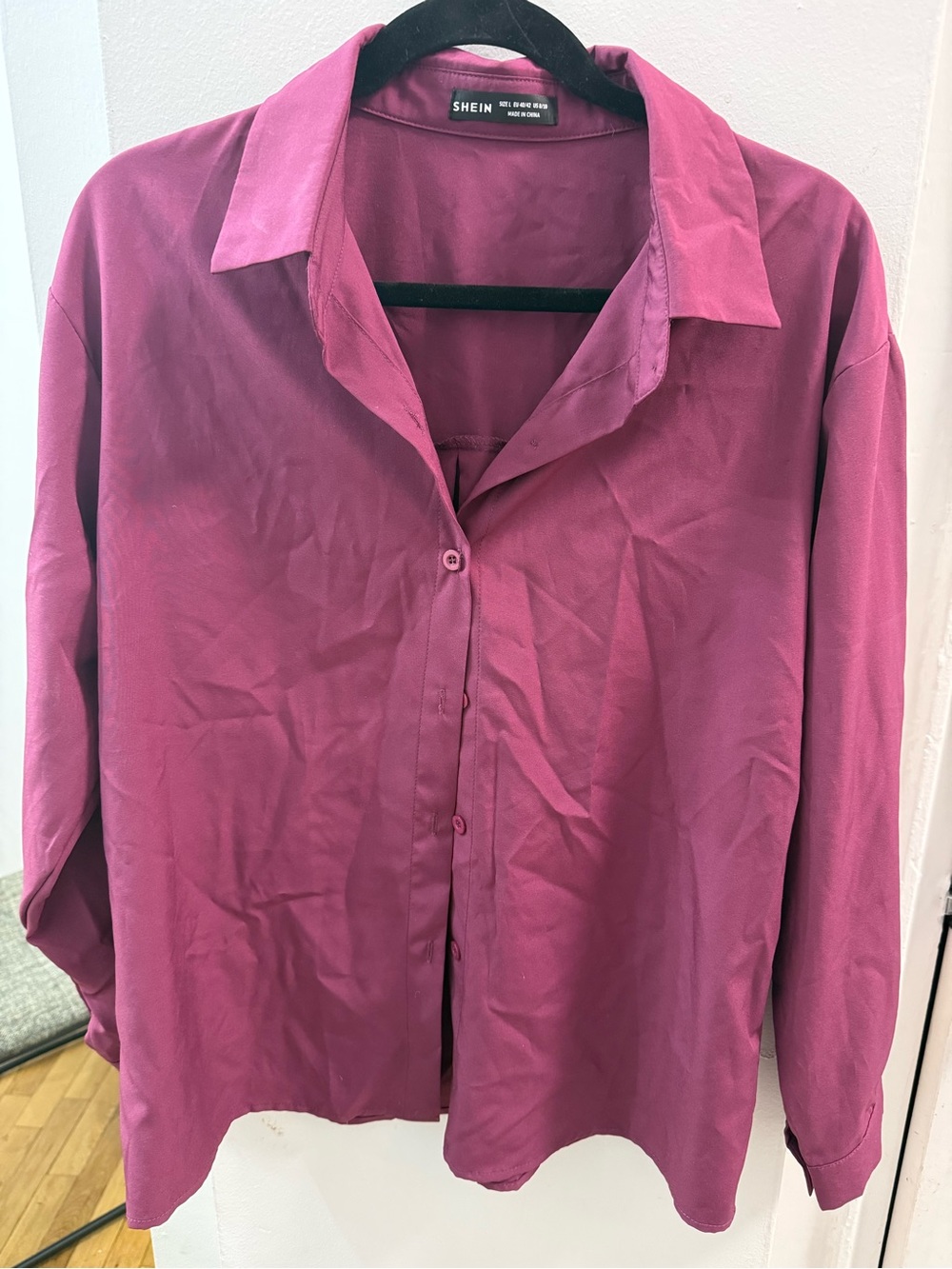 SHEIN Magenta Long-Sleeve Button-Up Shirt